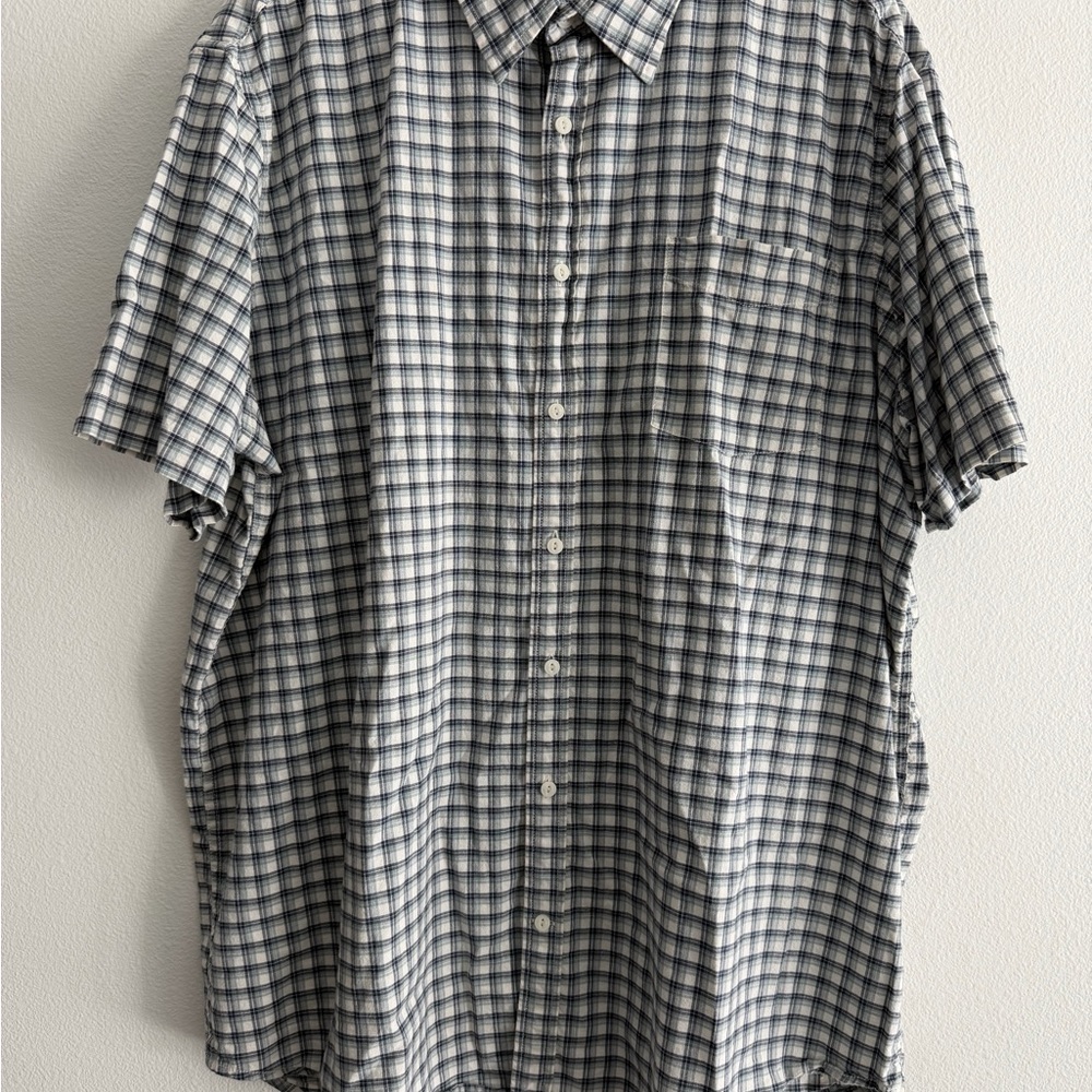Men’s Checkered Short Sleeve Button Down Cotton Shirt Size XXL